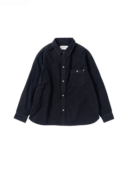 【ANACHRONORM - アナクロノーム】AN380 COTTON SUEDE WIDE SHIRTS BLACK / BLACK (シャツ/ブラック)