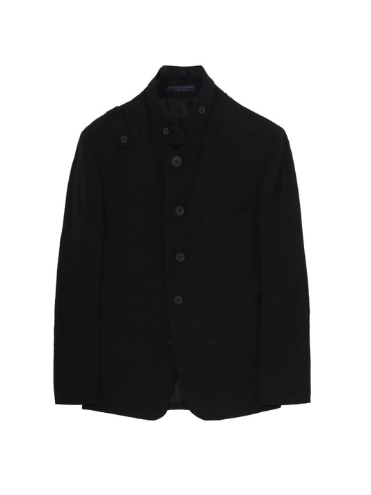 【Yohji Yamamoto POUR HOMME - ヨウジヤマモト プールオム】REGULATION GABARDINE 5BUTTONS JACKET（ジャケット/ ブラック)