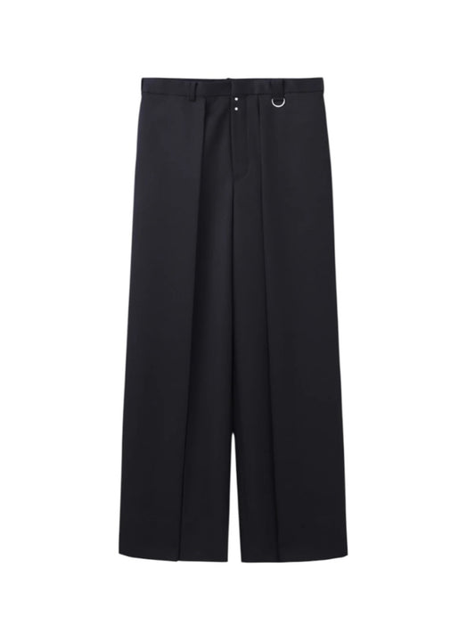 【JOHN LAWRENCE SULLIVAN - ジョンローレンスサリバン】WOOL GABARDINE TUCKED WODE TROUSERS/ Black（パンツ/ブラック)