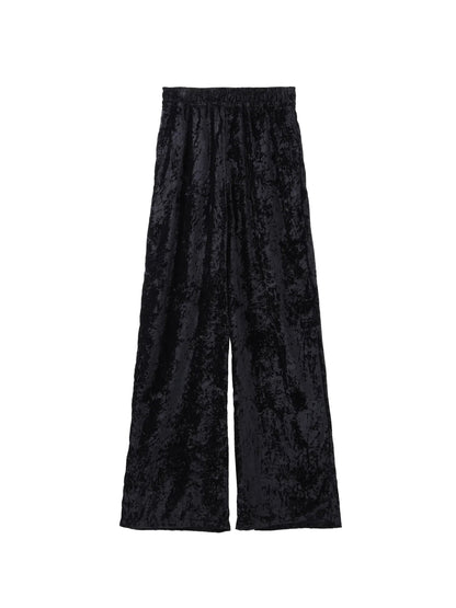【JOHN LAWRENCE SULLIVAN - ジョンローレンスサリバン】CRUSHED VELVET WIDE PANTS(イージーパンツ/ブラック)