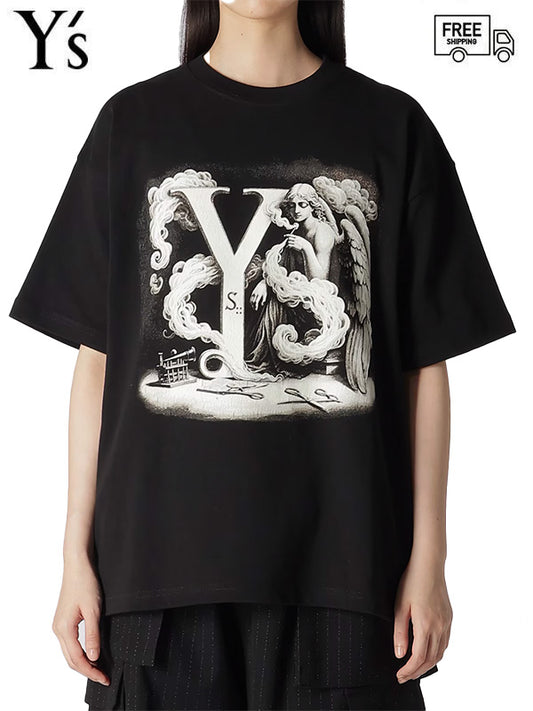 【Y's ....- ワイズビー】ANGEL PRINTED T-SHIRT A / BLACK (Tシャツ/ブラック)