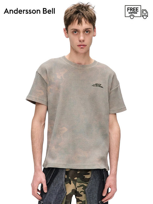 30%OFF【ANDERSSON BELL - アンダースンベル】UNISEX CAMOUFLAGE WAFFLE T-SHIRTS / SAND ( Tシャツ/サンド）