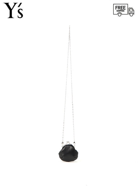 SEMI-GLOSS SMOOTH LEATHER CLASP NECKLACE S / BLACK