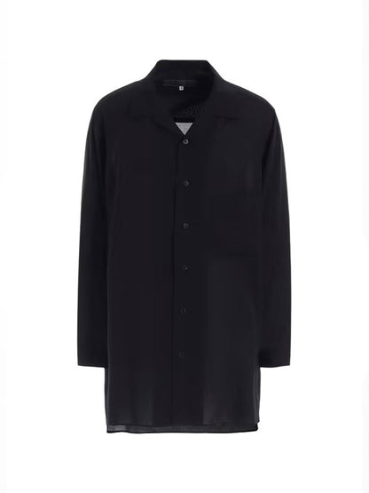 【Y's for men-ワイズフォーメン】CELLULOSE LAWN OPEN COLLAR LEFT POCKET BLOUSE(シャツ/ブラック)
