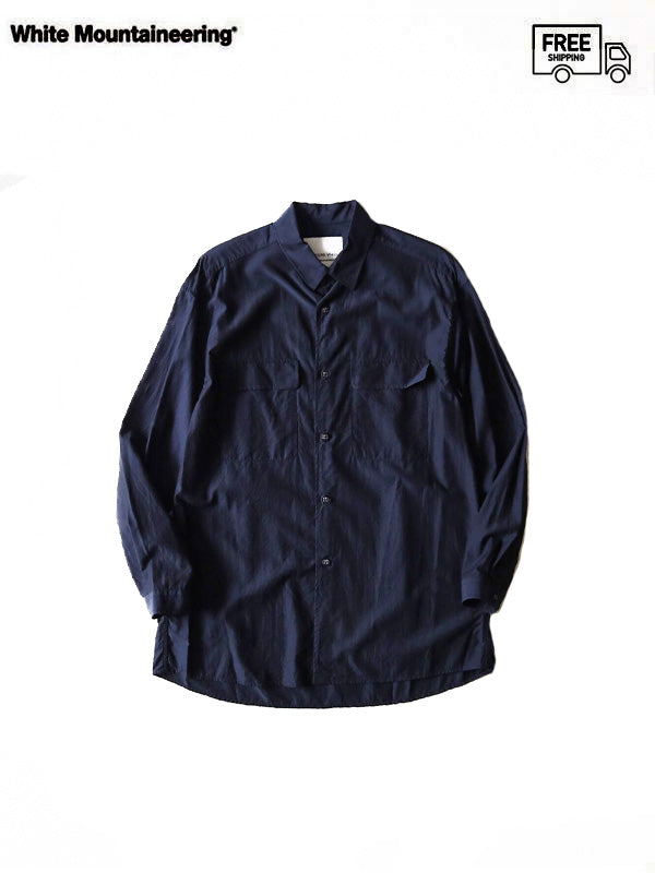 【White Mountaineering - ホワイトマウンテニアリング】RW LONG SLEEVE SHIRT / NAVY(シャツ/ネイビー)