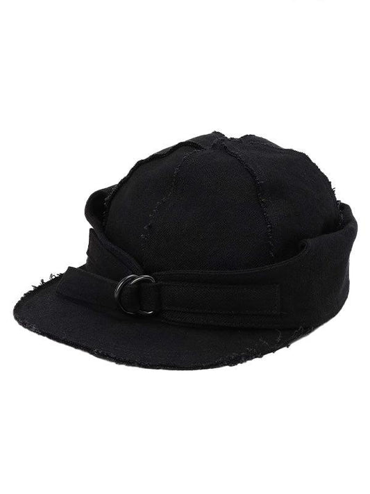 WASHER GABARDINE CAP WITH EARMUFFS / BLACK