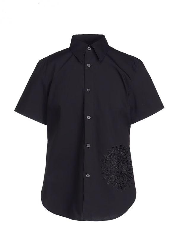 【Ground Y - グラウンドワイ】COTTON POLYESTER SHIRT CROSS SHORT SLEEVE SHIRT(シャツ/ブラック)