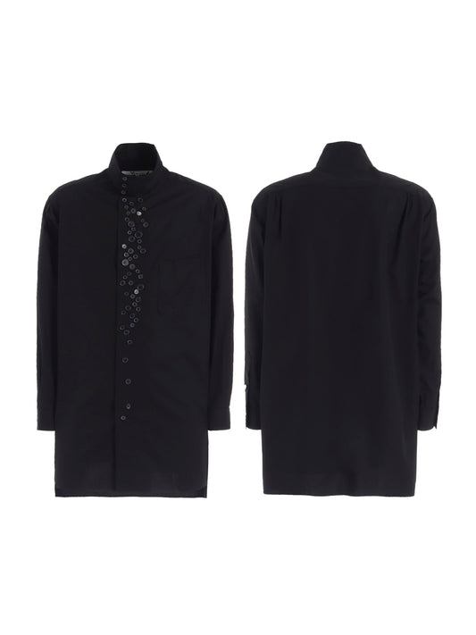 【Y's for men-ワイズフォーメン】100/2 BROAD LONG SLEEVE SHIRT WITH MANY BUTTONS(シャツ/ブラック)