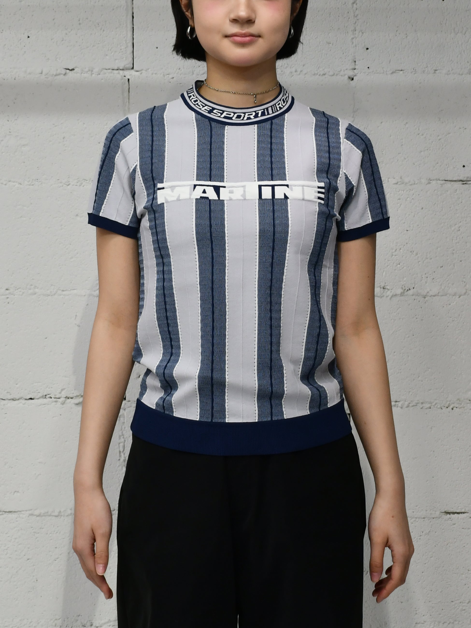 Martine Rose - マーティンローズ】LOGO TIGHT T-SHIRT / GREY BLUE (T