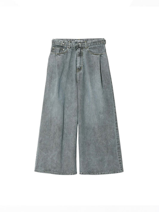【beautiful people - ビューティフルピープル】selvedge denim o/d cropped wide pants / SAXE（デニムパンツ/サックス)