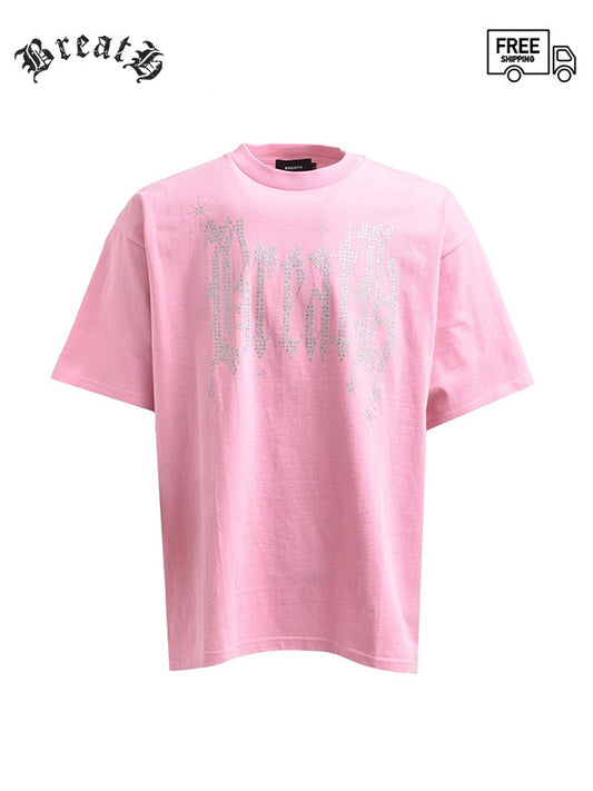 【BREATH - ブレス】OLD ENGLISH GLITTER LOGO TEE(Tシャツ/ピンク)