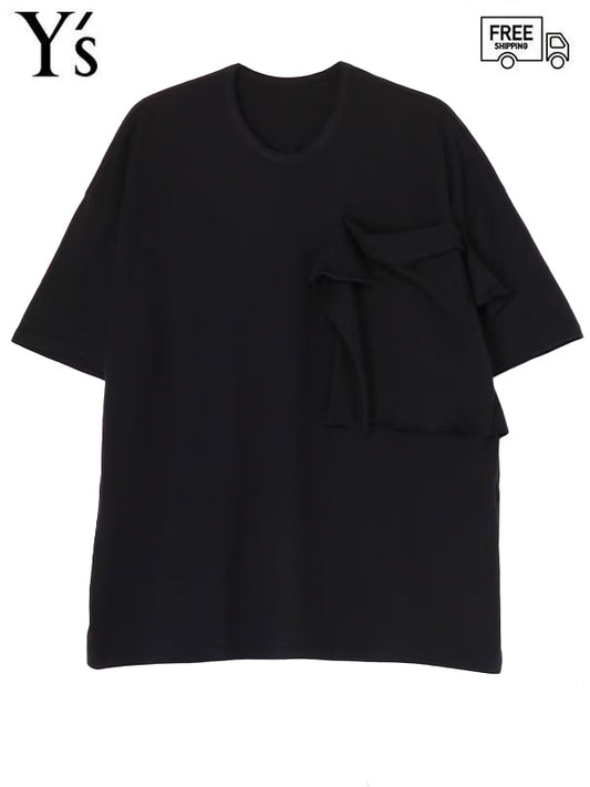 SOFT COTTON JERSEY FLAP POCKET PULLOVER /BLACK