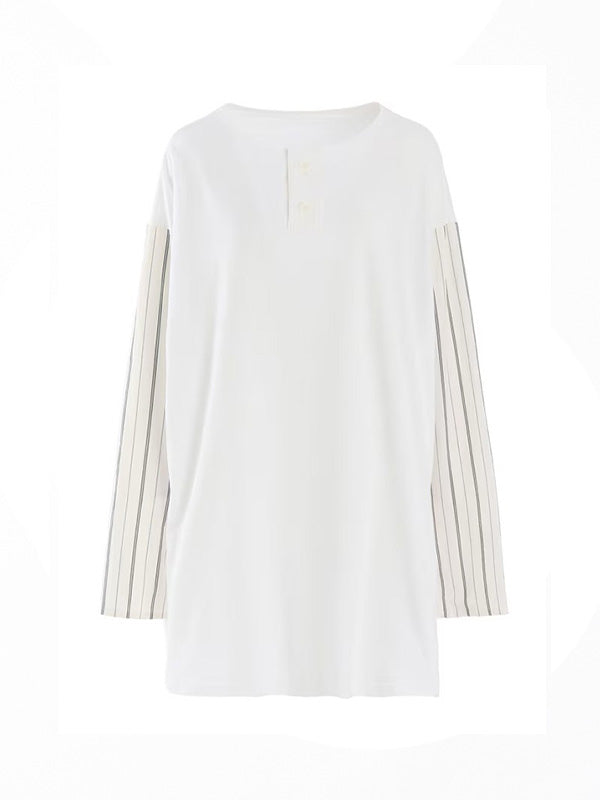 【Y's - ワイズ】COMBINATION HENLEY NECK BLOUSE / WHITE (ブラウス/ホワイト)