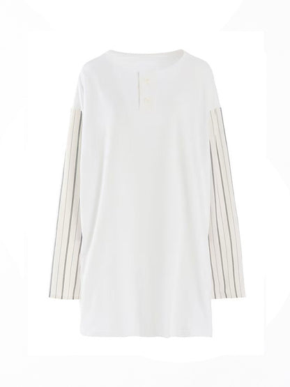 【Y's - ワイズ】COMBINATION HENLEY NECK BLOUSE / WHITE (ブラウス/ホワイト)