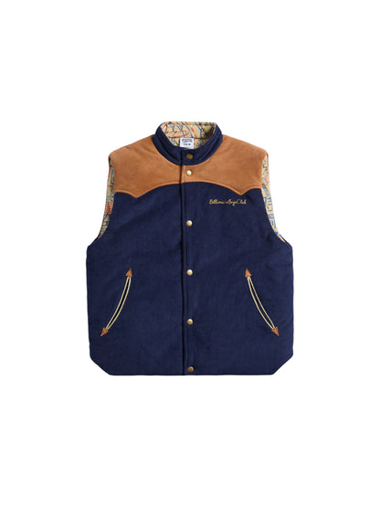 【Billionaire Boys Club-ビリオネアボーイズクラブ】 BB CANYON CORDUROY & NYLON REVERSIBLE VEST (ベスト /ブルー)