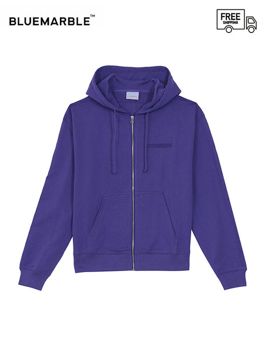 50%OFF【BLUE MARBLE - ブルーマーブル 】Embroidered logo zipped hoodie / purple (フーディー/パープル)