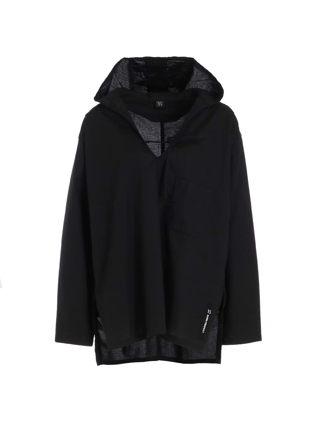 【Y's - ワイズ】Y's BORN PRODUCT THIN COTTON TWILL HOODIE PULL OVER / BLACK (パーカー/ブラック)