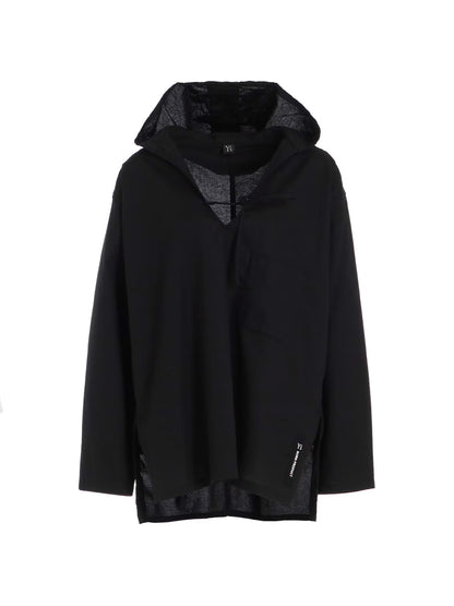 【Y's - ワイズ】Y's BORN PRODUCT THIN COTTON TWILL HOODIE PULL OVER / BLACK (パーカー/ブラック)