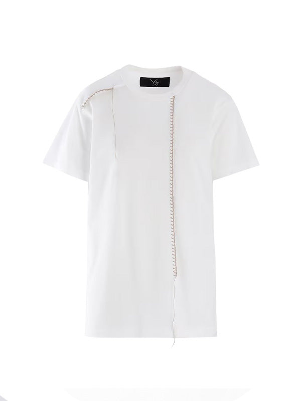 【Y's - ワイズ】JERSEY BLANKET EMBROIDERY Y's STITCH T / OFF WHITE (Tシャツ/オフホワイト)