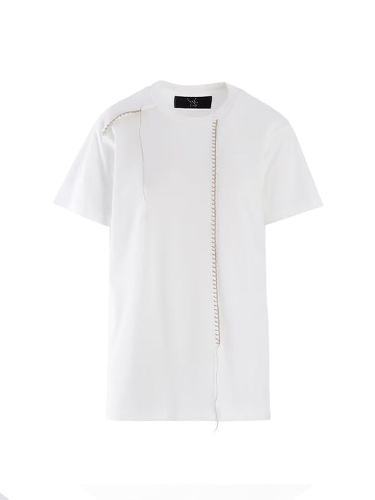【Y's - ワイズ】JERSEY BLANKET EMBROIDERY Y's STITCH T / OFF WHITE (Tシャツ/オフホワイト)