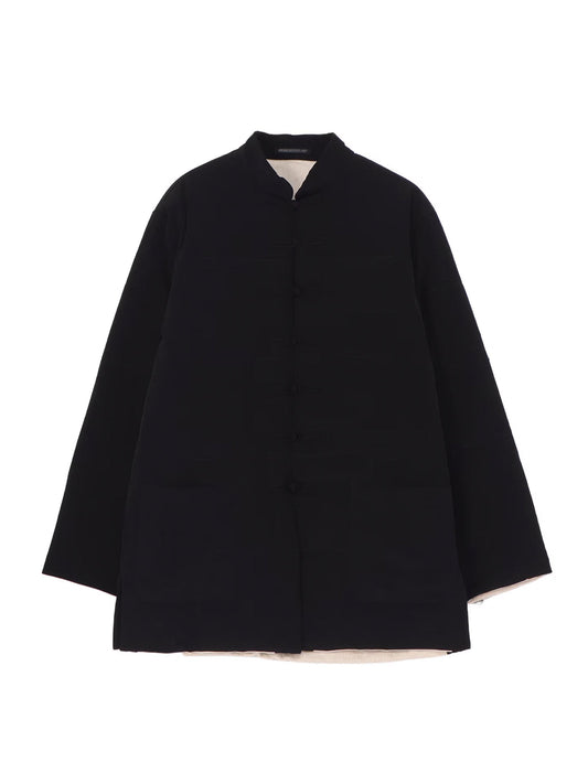 【Yohji Yamamoto POUR HOMME - ヨウジヤマモト プールオム】Ta TUXEDO STAND COLLAR REVERSIBLE PADDED BLOUSE（ジャケット/ ブラック)