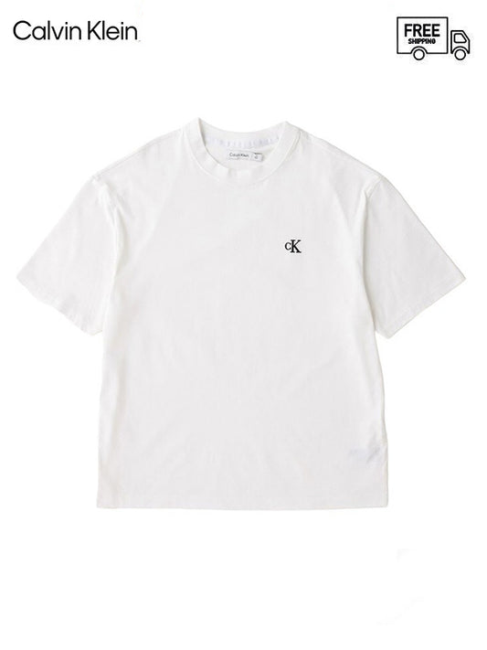 【Calvin Klein - カルバンクライン】A-SS UNISEX DMBOSS YAF / WHITE(Tシャツ)