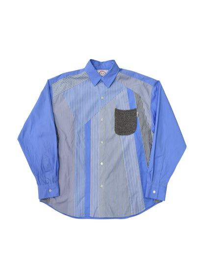 【Perfect ribs®×A LOVE MOVEMENT】Recycle Pocket Shirts / Striped patchwork(シャツ/ストライプ/パッチワーク)
