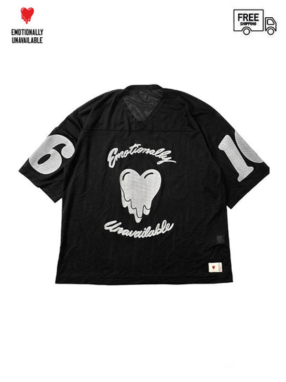 30%OFF【EMOTIONALLY UNAVAILABLE - エモーショナリー アンアベイラブル】FOOTBALL JERSEY(Tシャツ/ブラック)