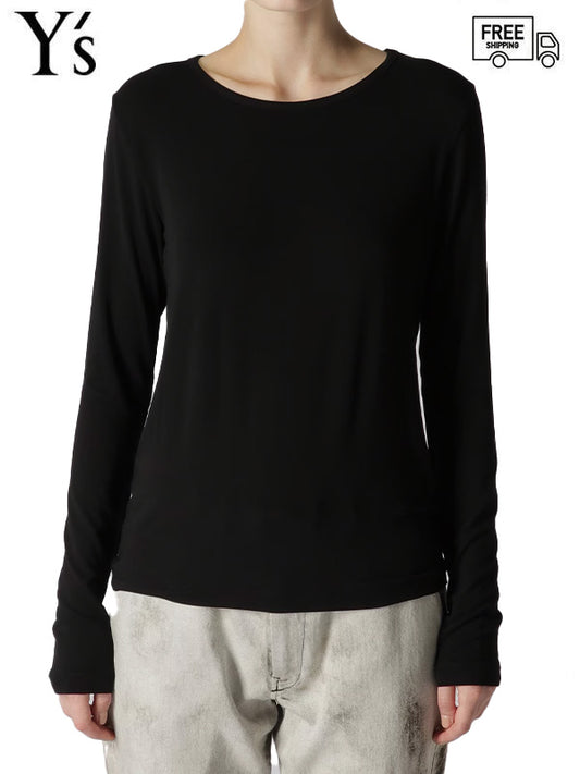 【Y's - ワイズ】RAYON JERSEY ROUND NECK LONG SLEEVE T/BLACK(Tシャツ/ブラック)