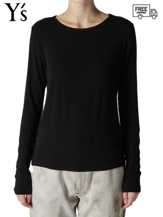 RAYON JERSEY ROUND NECK LONG SLEEVE T/BLACK