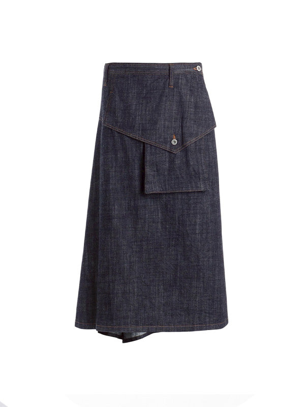 【Y's - ワイズ】8OZ DENIM BIG FLAP SKIRT / INDIGO (スカート/インディゴ)