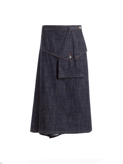 【Y's - ワイズ】8OZ DENIM BIG FLAP SKIRT / INDIGO (スカート/インディゴ)