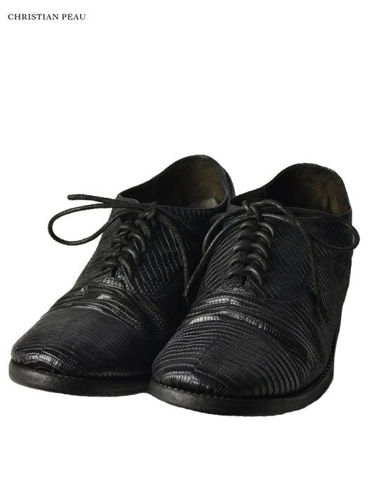 【Christian Peau - クリスチャンポー】CP INSTIP SHOES "Lizard Leather"/ BLACK(内羽根/シューズ)