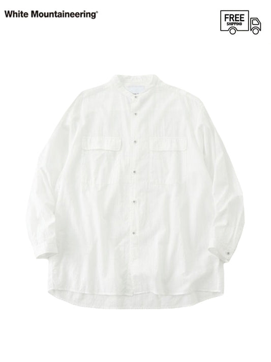 【White Mountaineering - ホワイトマウンテニアリング】BAND COLLAR SHIRT / WHITE (シャツ/ホワイト)