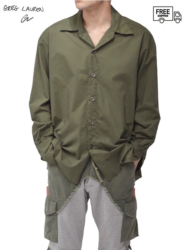 70%OFF【GREG LAUREN - グレッグローレン】DRESSY BOXY STUDIO SHIRT(スタジオシャツ/アーミー)