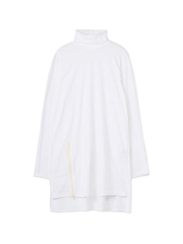 【Ground Y - グラウンドワイ】30/Cotton Jersey Zipper Opened Big Turtleneck Cut Sew(Tシャツ/ホワイト)