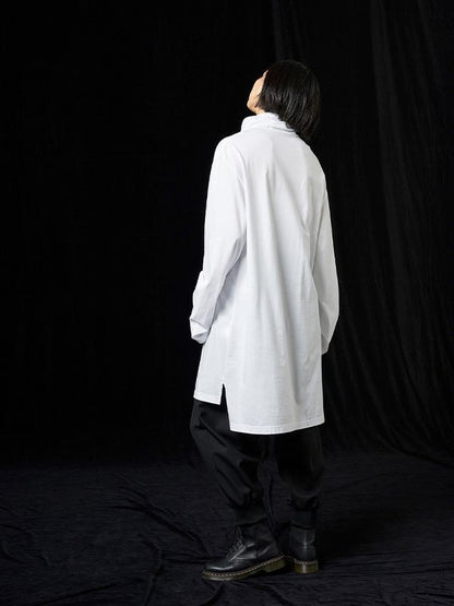 【Ground Y - グラウンドワイ】30/Cotton Jersey Zipper Opened Big Turtleneck Cut Sew(Tシャツ/ホワイト)