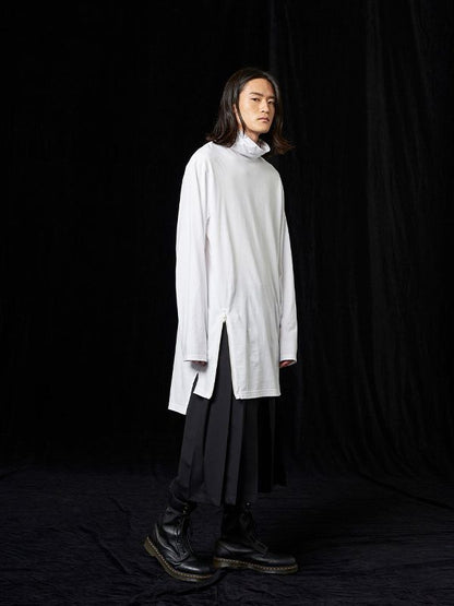 【Ground Y - グラウンドワイ】30/Cotton Jersey Zipper Opened Big Turtleneck Cut Sew(Tシャツ/ホワイト)