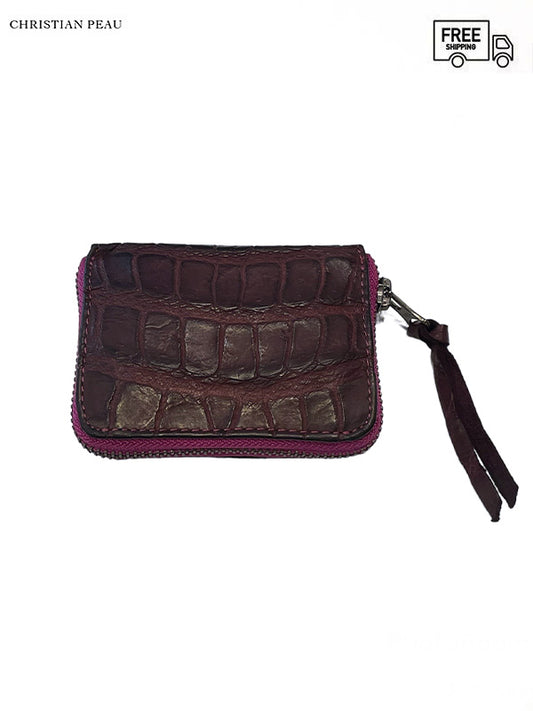 【Christian Peau - クリスチャンポー】CP COIN CASE S "Crocodile Leather"/ PURPLE(財布)