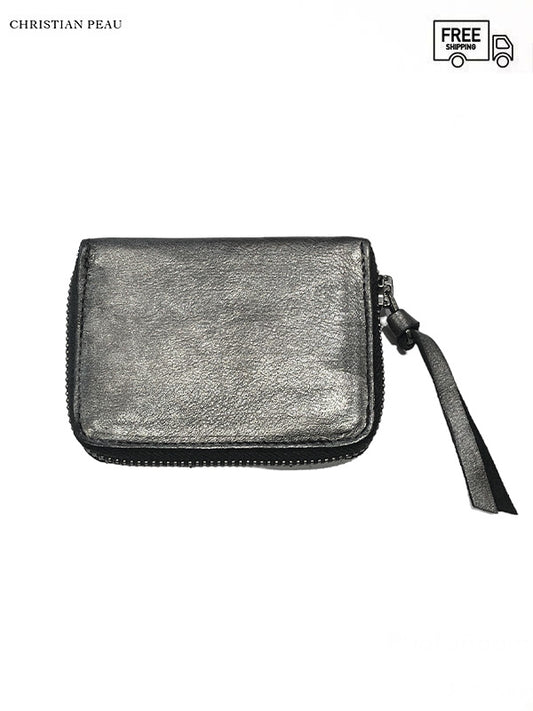 【Christian Peau - クリスチャンポー】CP COIN CASE S "Cow Leather"/ BLACK,SILVER(財布)