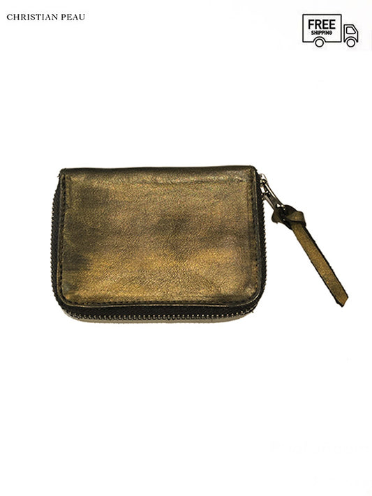 【Christian Peau - クリスチャンポー】CP COIN CASE S "Cow Leather"/ BLACK,GOLD(財布)