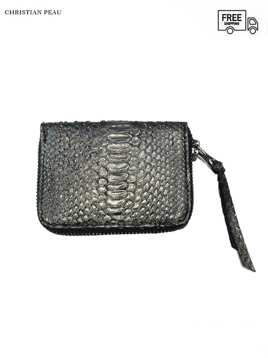 【Christian Peau - クリスチャンポー】CP COIN CASE S "Python Leather"/ BLACK,SIRVER(財布)