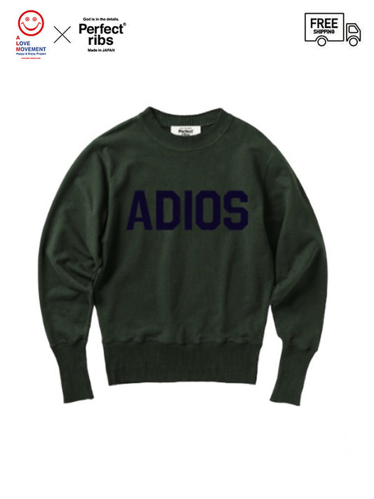 【Perfect ribs®×ALM】"ADIOS,HAPPY EXPLORE" Basic Crew Neck Sweat Shirt / green(スウェットシャツ)