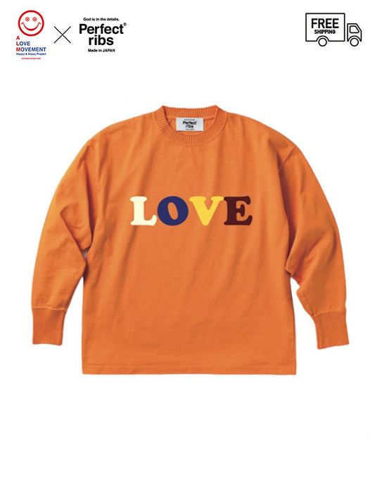 【Perfect ribs®×ALM】"LOVE" Basic Long Sleeve T Shirts / Orange(Tシャツ)