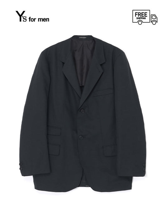 【Y's for men-ワイズフォーメン】COTTON/POLYESTER TWILL 2-BUTTON JACKET / BLACK(ジャケット)