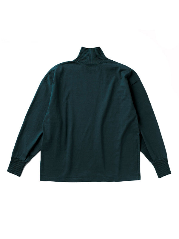 【Perfect ribs® - パーフェクトリブス】High Neck Side Slit Long Sleeve T Shirts / Charcoal Green (Tシャツ/チャコールグリーン)