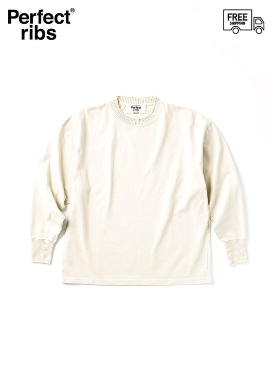 【Perfect ribs® - パーフェクトリブス】Side Slit Long Sleeve T Shirts / Oatmeal (Tシャツ/オートミール)