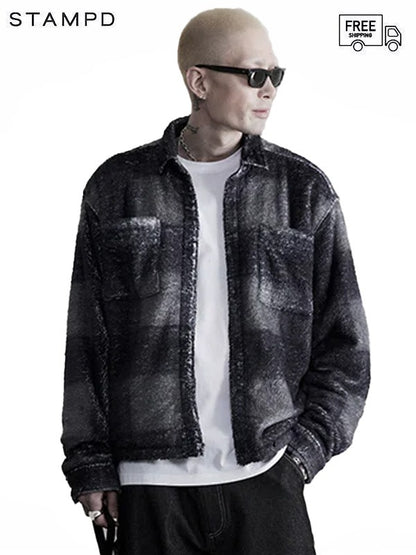 40%OFF【STAMPD - スタンプド】PLAID CROPPED SHERPA BUTTONDOWN / BLACK PLAID (ジャケット/ブラック)