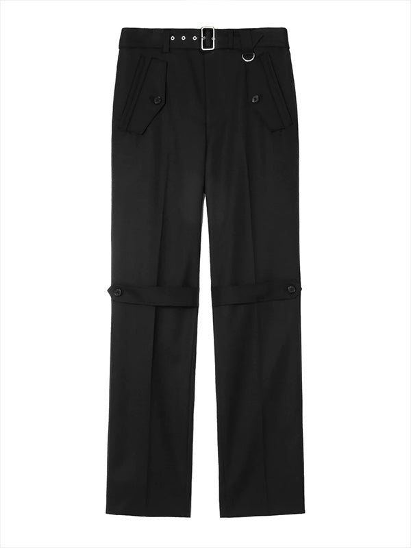 【JOHN LAWRENCE SULLIVAN - ジョンローレンスサリバン】Wool gabardine trench  trousers(スラックス/ブラック）