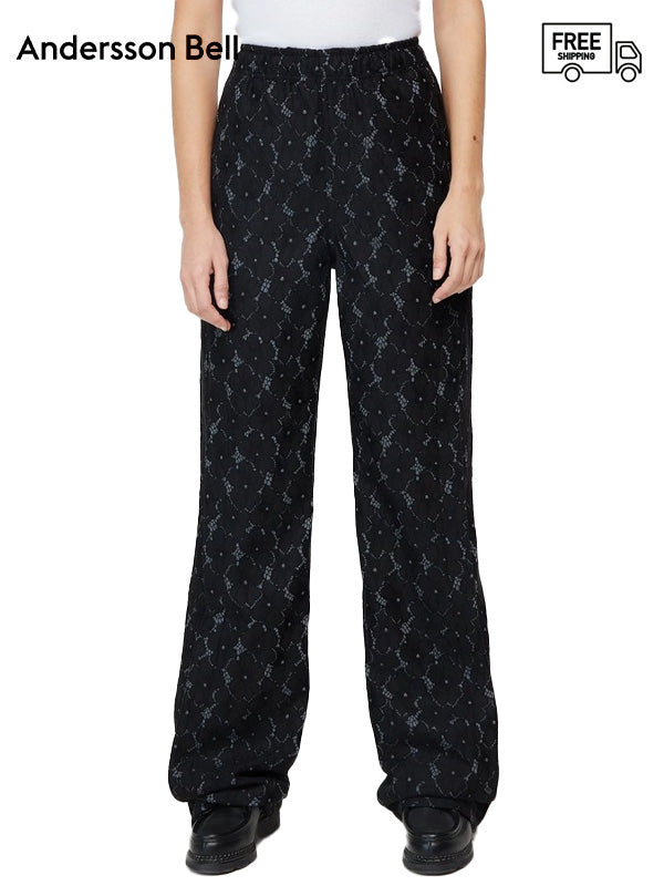 50%OFF【ANDERSSON BELL - アンダースンベル】FLOWER LACE TRACK PANTS（パンツ/ブラック）